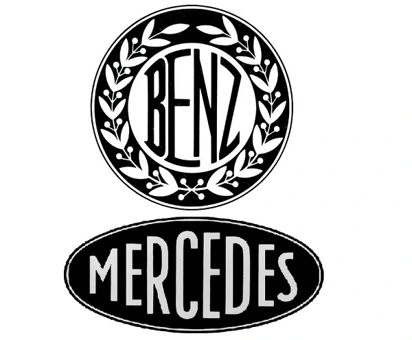 Stará loga Benz a Mercedes.