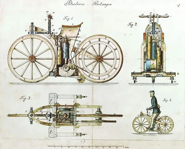 Daimler Reitwagen - první motocykl od Gottlieba Daimlera, 1885