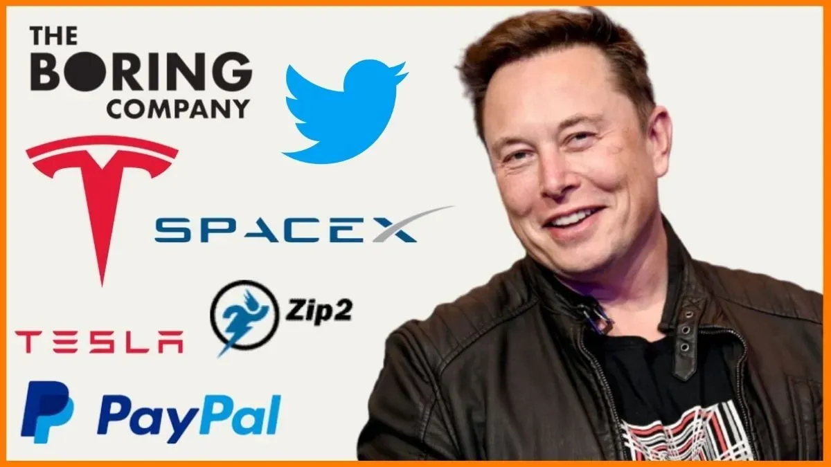 Elon Musk a loga všech jeho společností